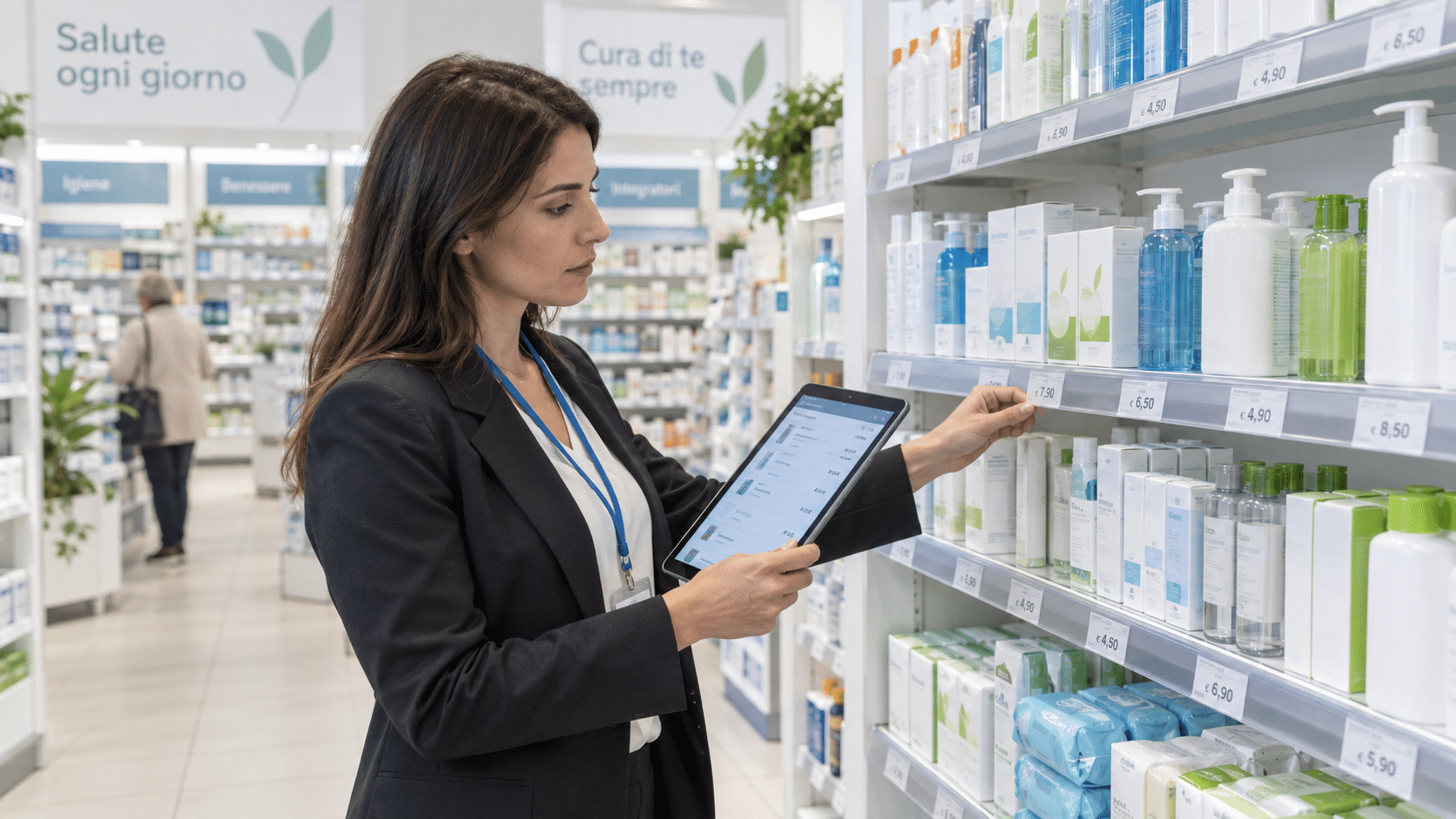 QBerg field specialist working at the retail location — responsible for shelf maintenance and checking the product assortment on behalf of the client.